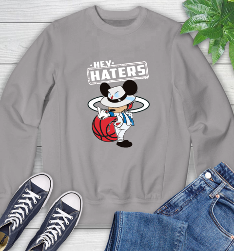 NBA Hey Haters Mickey Basketball Sports Miami Heat Sweatshirt 5