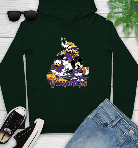 NFL Minnesota Vikings Mickey Mouse Donald Duck Goofy Football Shirt Youth Hoodie 14