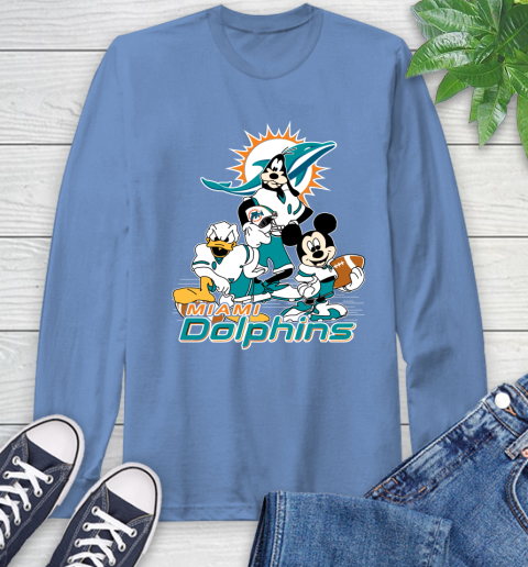 NFL Miami Dolphins Mickey Mouse Donald Duck Goofy Football Shirt Long Sleeve T-Shirt 12