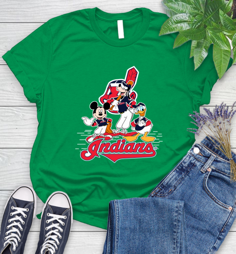 MLB Cleveland Indians Mickey Mouse Donald Duck Goofy Baseball T Shirt Women's T-Shirt 9