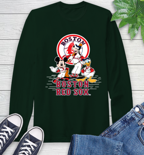 MLB Boston Red Sox Mickey Mouse Donald Duck Goofy Baseball T Shirt Long Sleeve T-Shirt 7