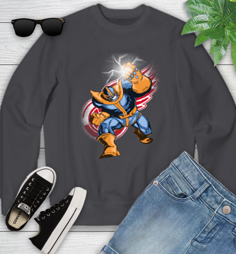 Detroit Red Wings NHL Hockey Thanos Avengers Infinity War Marvel Youth Sweatshirt 5