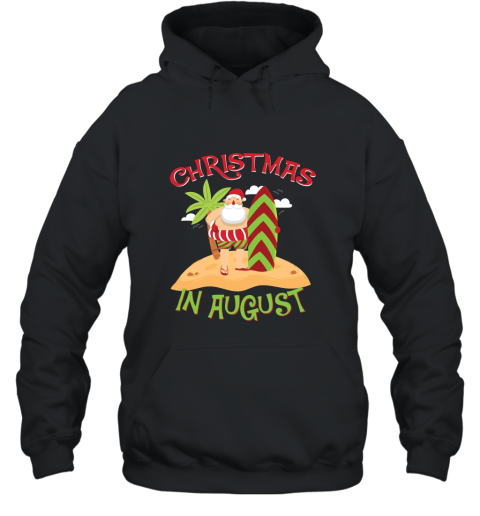 Christmas In August T Shirt  Santa Surfing Hooded