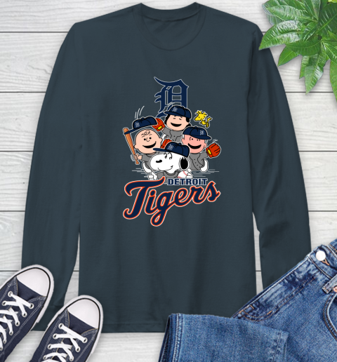 MLB Detroit Tigers Snoopy Charlie Brown Woodstock The Peanuts Movie Baseball T Shirt Long Sleeve T-Shirt 9