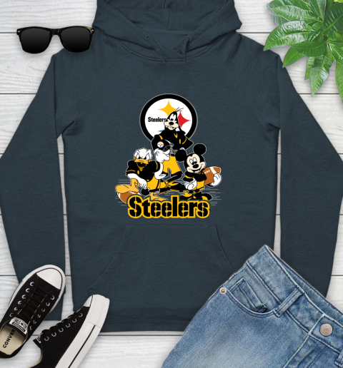 NFL Pittsburgh Steelers Mickey Mouse Donald Duck Goofy Football Shirt Youth Hoodie 10