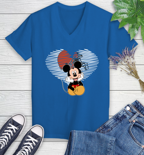 NFL Cleveland Browns The Heart Mickey Mouse Disney Football T Shirt_000 Women's V-Neck T-Shirt 10