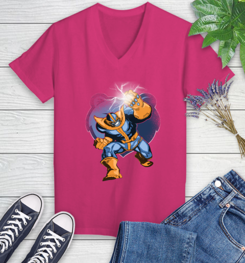 Memphis Grizzlies NBA Basketball Thanos Avengers Infinity War Marvel Women's V-Neck T-Shirt 9