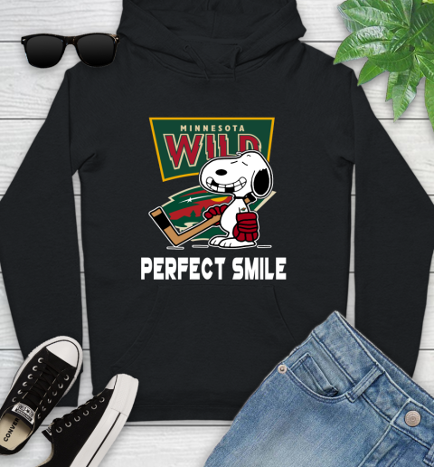 NHL Minnesota Wild Snoopy Perfect Smile The Peanuts Movie Hockey T Shirt Youth Hoodie