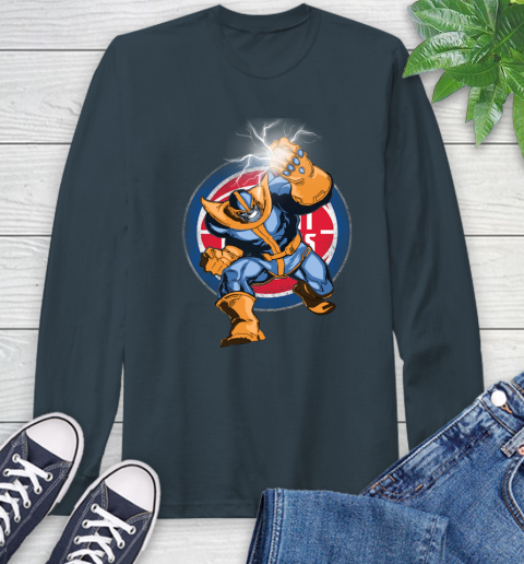 Detroit Pistons NBA Basketball Thanos Avengers Infinity War Marvel Long Sleeve T-Shirt 9