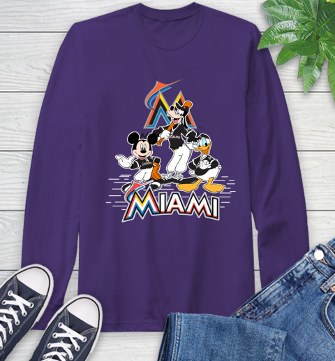 MLB Miami Marlins Mickey Mouse Donald Duck Goofy Baseball T Shirt Long Sleeve T-Shirt 6 MLB Miami Marlins Mickey Mouse Donald Duck Goofy Baseball T Shirt Long Sleeve T-Shirt - Image 6