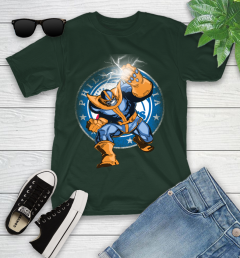 Philadelphia 76ers NBA Basketball Thanos Avengers Infinity War Marvel Youth T-Shirt 5