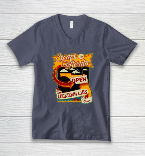 Escape To Florida Shirt Ron DeSantis (Print on front and back) V-Neck T-Shirt 6