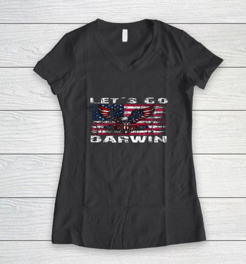 Let's go Darwin America Flag Eagle Women's V-Neck T-Shirt 11