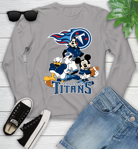 NFL Tennessee Titans Mickey Mouse Donald Duck Goofy Football Shirt Youth Long Sleeve 5