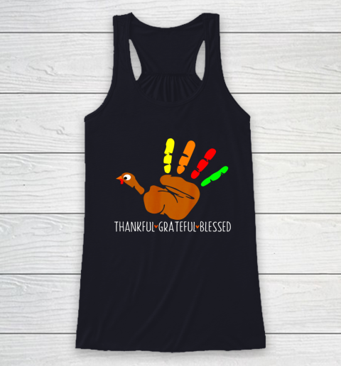 Thanksgiving Shirt Turkey Hand Print Funny Thanksgiving Day Racerback Tank 5