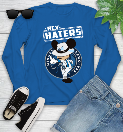 NBA Hey Haters Mickey Basketball Sports Minnesota Timberwolves Youth Long Sleeve 10