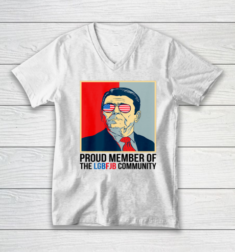 Proud Member Of The LgbFjb Community Ronald Reagan Us Flag V-Neck T-Shirt