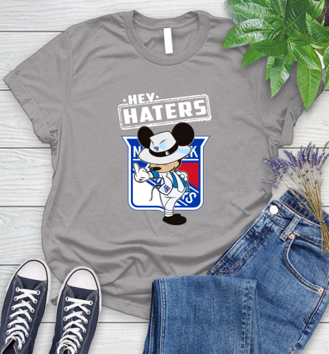 NHL Hey Haters Mickey Hockey Sports New York Rangers Women's T-Shirt 5
