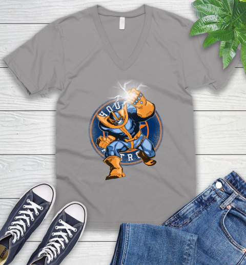 Houston Astros MLB Baseball Thanos Avengers Infinity War Marvel V-Neck T-Shirt 3