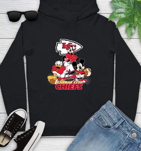 NFL Kansas City Chiefs Mickey Mouse Donald Duck Goofy Football Shirt Youth Hoodie