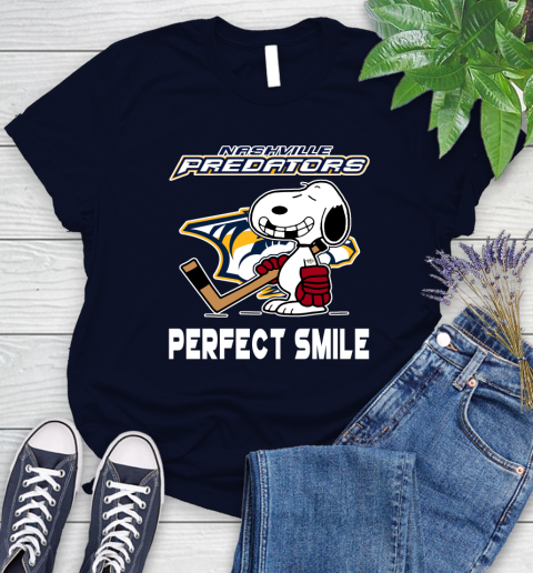 NHL Nashville Predators Snoopy Perfect Smile The Peanuts Movie Hockey T Shirt Women's T-Shirt 2