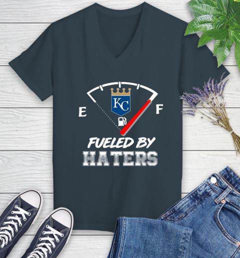 Kansas City Royals MLB Baseball Fueled By Haters Sports Women's V-Neck T-Shirt 8