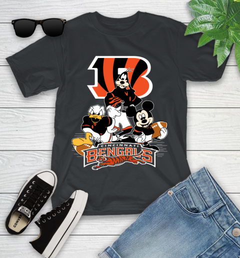 NFL Cincinnati Bengals Mickey Mouse Donald Duck Goofy Football Shirt Youth T-Shirt