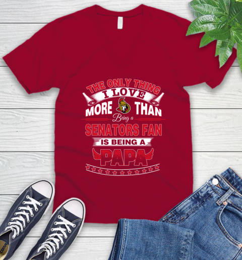 NHL The Only Thing I Love More Than Being A Ottawa Senators Fan Is Being A Papa Hockey V-Neck T-Shirt 7