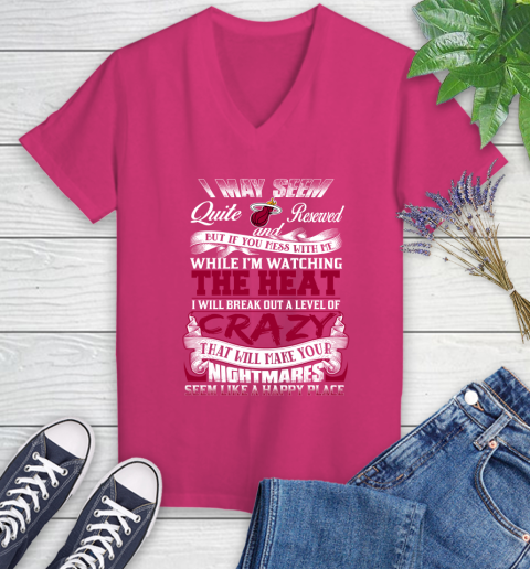 Miami Heat NBA Basketball Don't Mess With Me While I'm Watching My Team Women's V-Neck T-Shirt 9