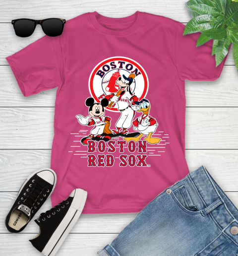 MLB Boston Red Sox Mickey Mouse Donald Duck Goofy Baseball T Shirt Youth T-Shirt 11