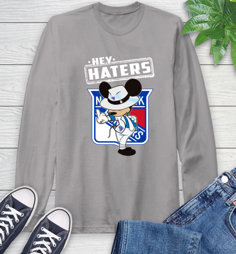 NHL Hey Haters Mickey Hockey Sports New York Rangers Long Sleeve T-Shirt 6