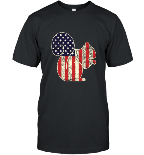 Funny Squirrel Flag T Shirt Patriotic Faded American July T-Shirt