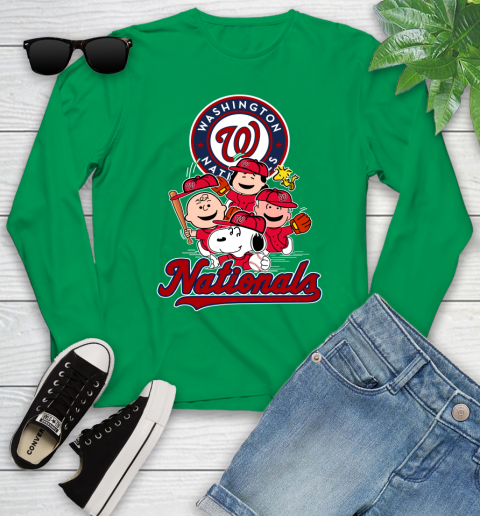 MLB Washington Nationals Snoopy Charlie Brown Woodstock The Peanuts Movie Baseball T Shirt_000 Youth Long Sleeve 7