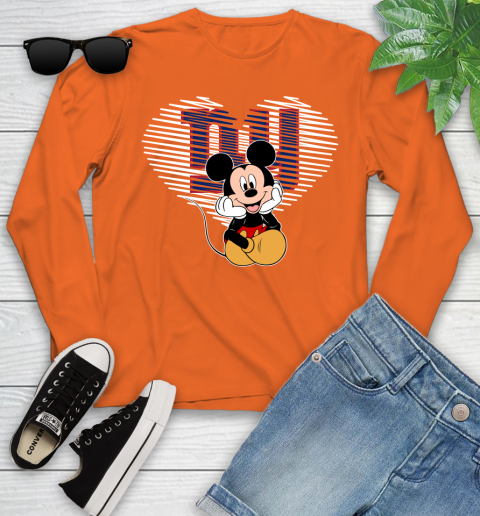NFL New York Giants The Heart Mickey Mouse Disney Football T Shirt_000 Youth Long Sleeve 3