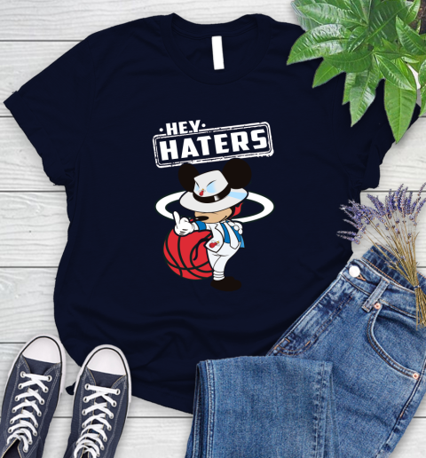 NBA Hey Haters Mickey Basketball Sports Miami Heat Women's T-Shirt 2