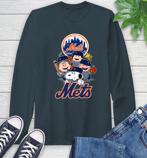 MLB New York Mets Snoopy Charlie Brown Woodstock The Peanuts Movie Baseball T Shirt Long Sleeve T-Shirt 9