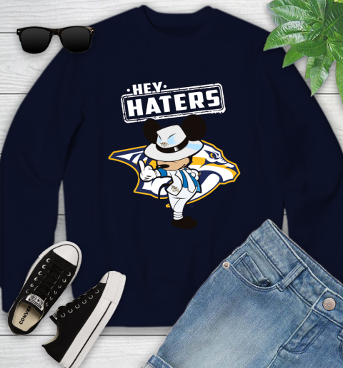 NHL Hey Haters Mickey Hockey Sports Nashville Predators Youth Sweatshirt 2