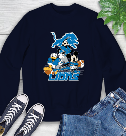 NFL Detroit Lions Mickey Mouse Donald Duck Goofy Football Shirt Sweatshirt 2