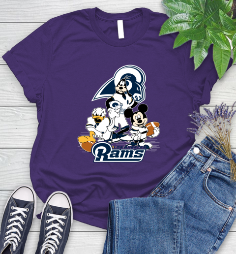 NFL Los Angeles Rams Mickey Mouse Donald Duck Goofy Football Shirt Women's T-Shirt 4