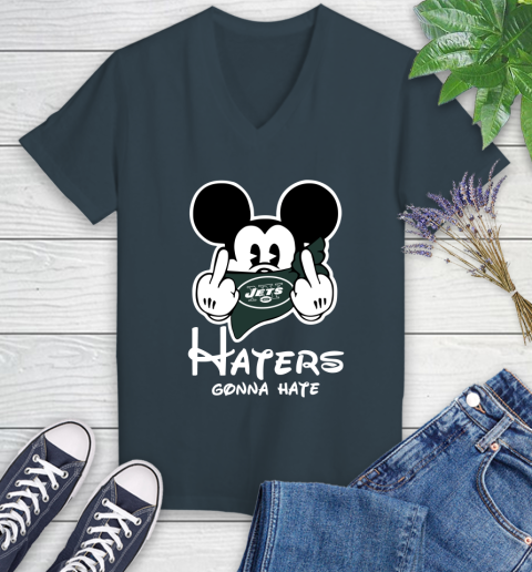 NFL New York Jets Haters Gonna Hate Mickey Mouse Disney Football T Shirt Women's V-Neck T-Shirt 8