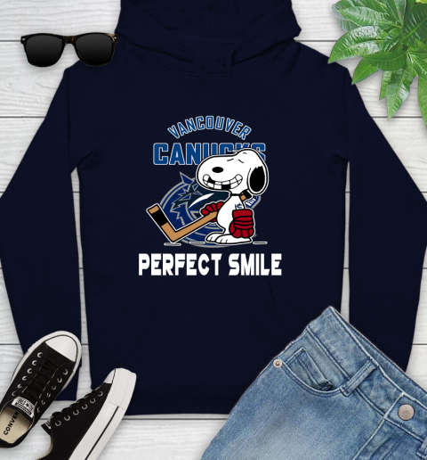 NHL Vancouver Canucks Snoopy Perfect Smile The Peanuts Movie Hockey T Shirt Youth Hoodie 3