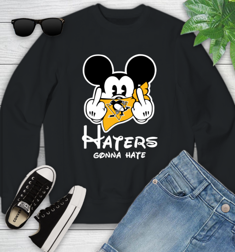 NHL Pittsburgh Penguins Haters Gonna Hate Mickey Mouse Disney Hockey T Shirt Youth Sweatshirt