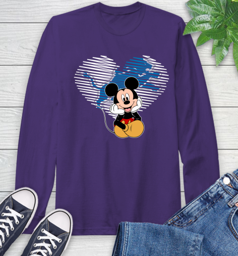 NFL Detroit Lions The Heart Mickey Mouse Disney Football T Shirt_000 Long Sleeve T-Shirt 5