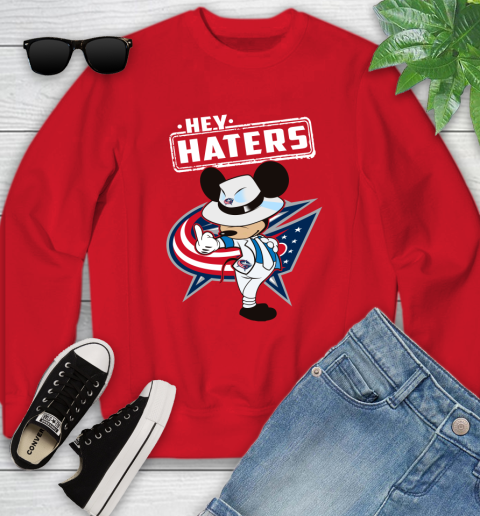 NHL Hey Haters Mickey Hockey Sports Columbus Blue Jackets Youth Sweatshirt 8