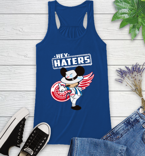 NHL Hey Haters Mickey Hockey Sports Detroit Red Wings Racerback Tank 8