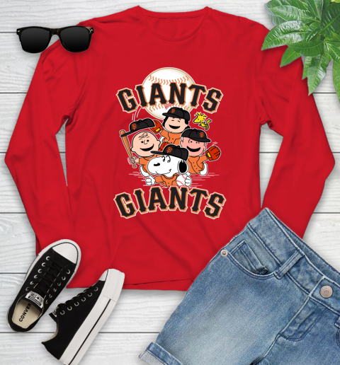 MLB San Francisco Giants Snoopy Charlie Brown Woodstock The Peanuts Movie Baseball T Shirt_000 Youth Long Sleeve 11
