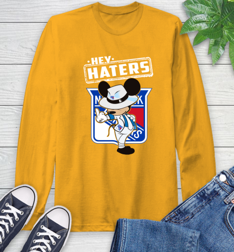NHL Hey Haters Mickey Hockey Sports New York Rangers Long Sleeve T-Shirt 2