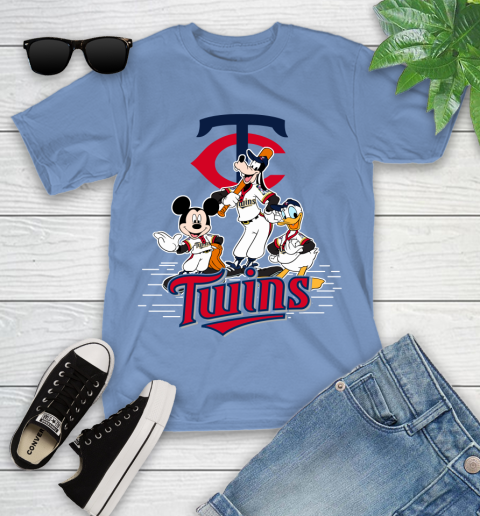 MLB Minnesota Twins Mickey Mouse Donald Duck Goofy Baseball T Shirt Youth T-Shirt 15