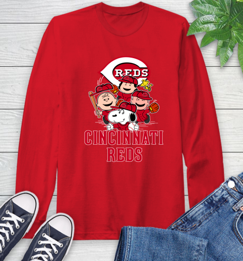 MLB Cincinnati Reds Snoopy Charlie Brown Woodstock The Peanuts Movie Baseball T Shirt_000 Long Sleeve T-Shirt 11