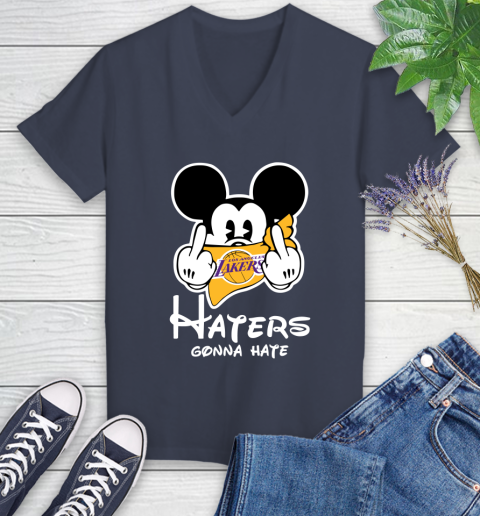 NBA Los Angeles Lakers Haters Gonna Hate Mickey Mouse Disney Basketball T Shirt Women's V-Neck T-Shirt 12